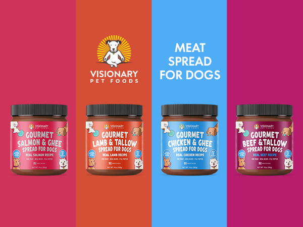 Visionary Pet Foods - Beef Meat Spread for Dogs | Healthier Choice to Peanut Butter | Easy use as Dog Lick Mat Treat, Chew Toy Filler, Meal Mixer, Pill Pockets - 10 Fl. Oz Jar - Visionary Pet