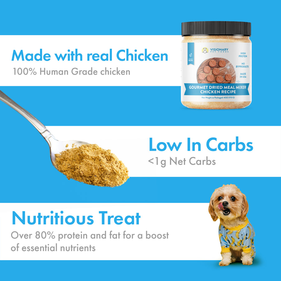Visionary Pet Foods Gourmet Meal Topper or Meal Mixer | Freeze Dried Chicken Recipe | 6oz. Jar - Visionary Pet