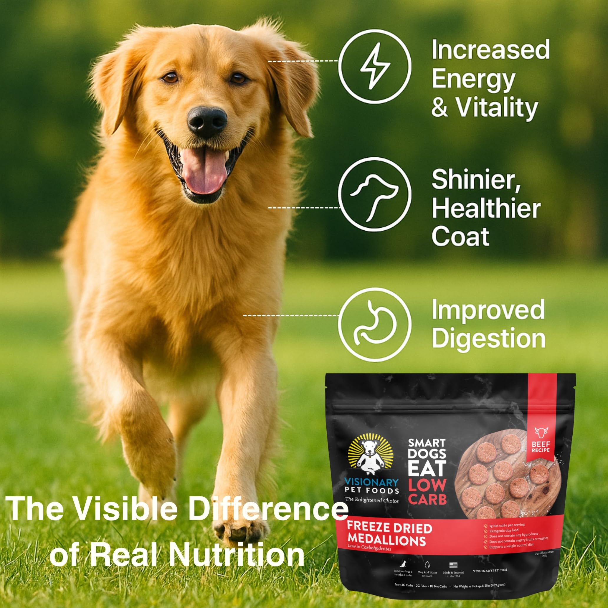 Freeze Dried Beef Dog Food for Keto Grain Free Nutrition