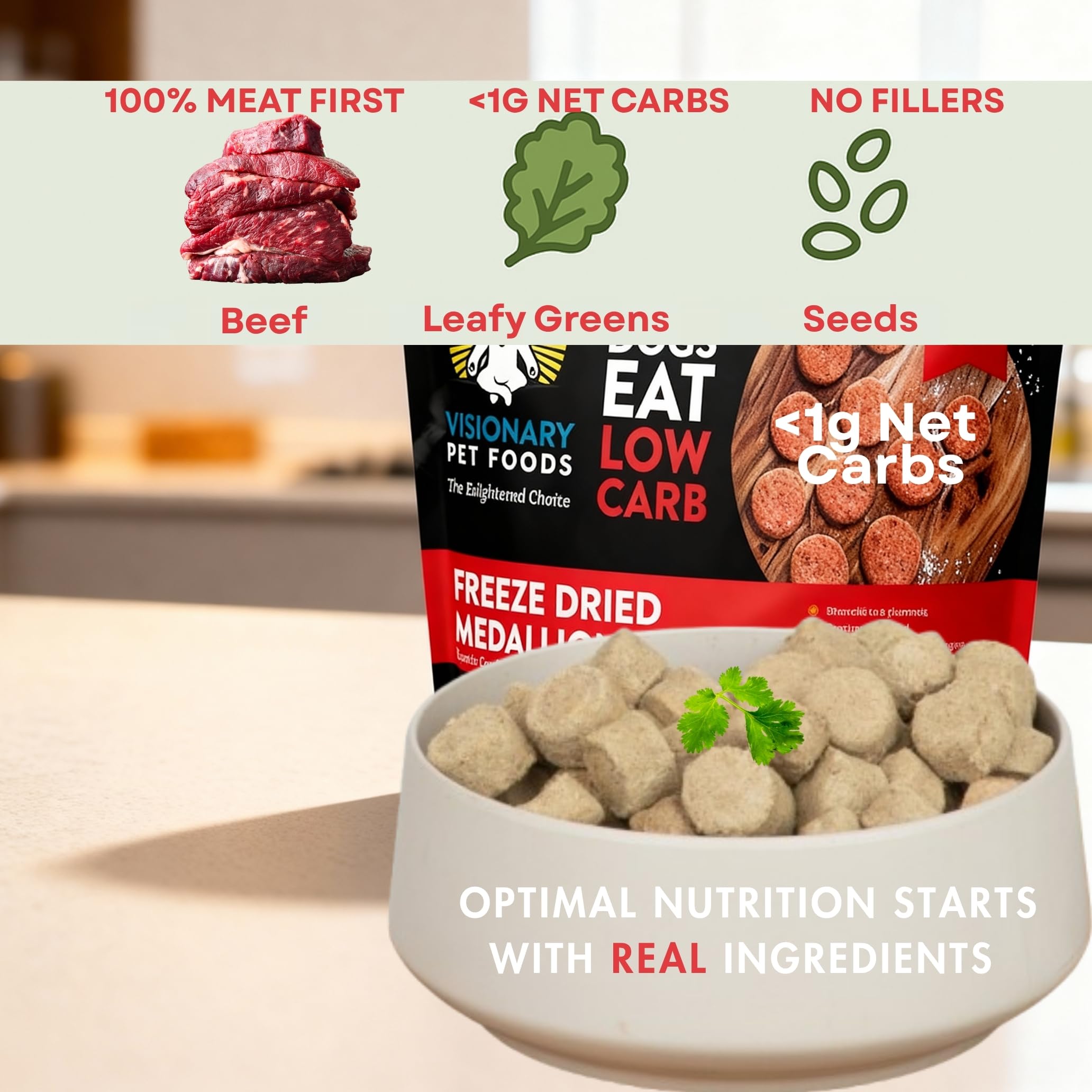 Freeze Dried Beef Dog Food for Keto Grain Free Nutrition
