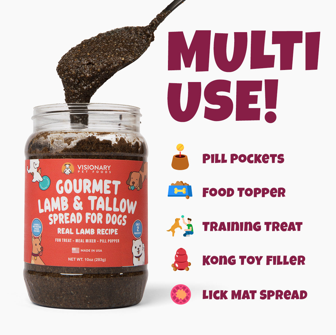 Lamb & Beef Tallow Dog Meat Spread – High-Protein, Low-Carb Keto Treat | 12oz Jar