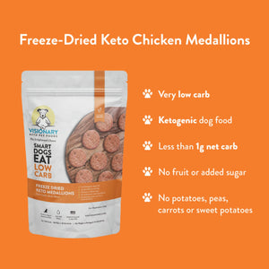 Keto Dog Food - Low Carb - Freeze Dried - Chicken Recipe - 25oz - Visionary Pet